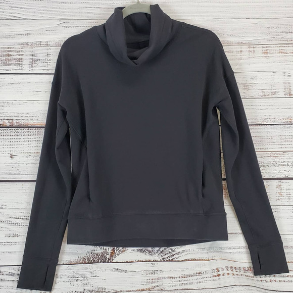 Lululemon Go Forward Black Turtleneck Cowlneck Pullover Sweater Sweatshirt Sz 4 - Picture 2 of 10